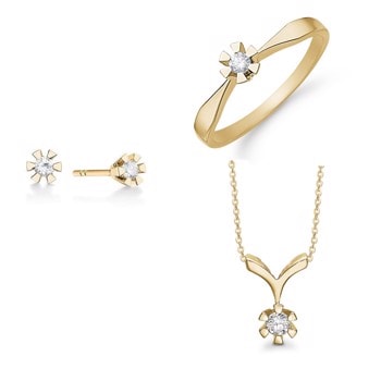 Aagaard 8 kt rødguld Eternity 6 grab smykkesæt-0,03 til 0,05 ct diamanter